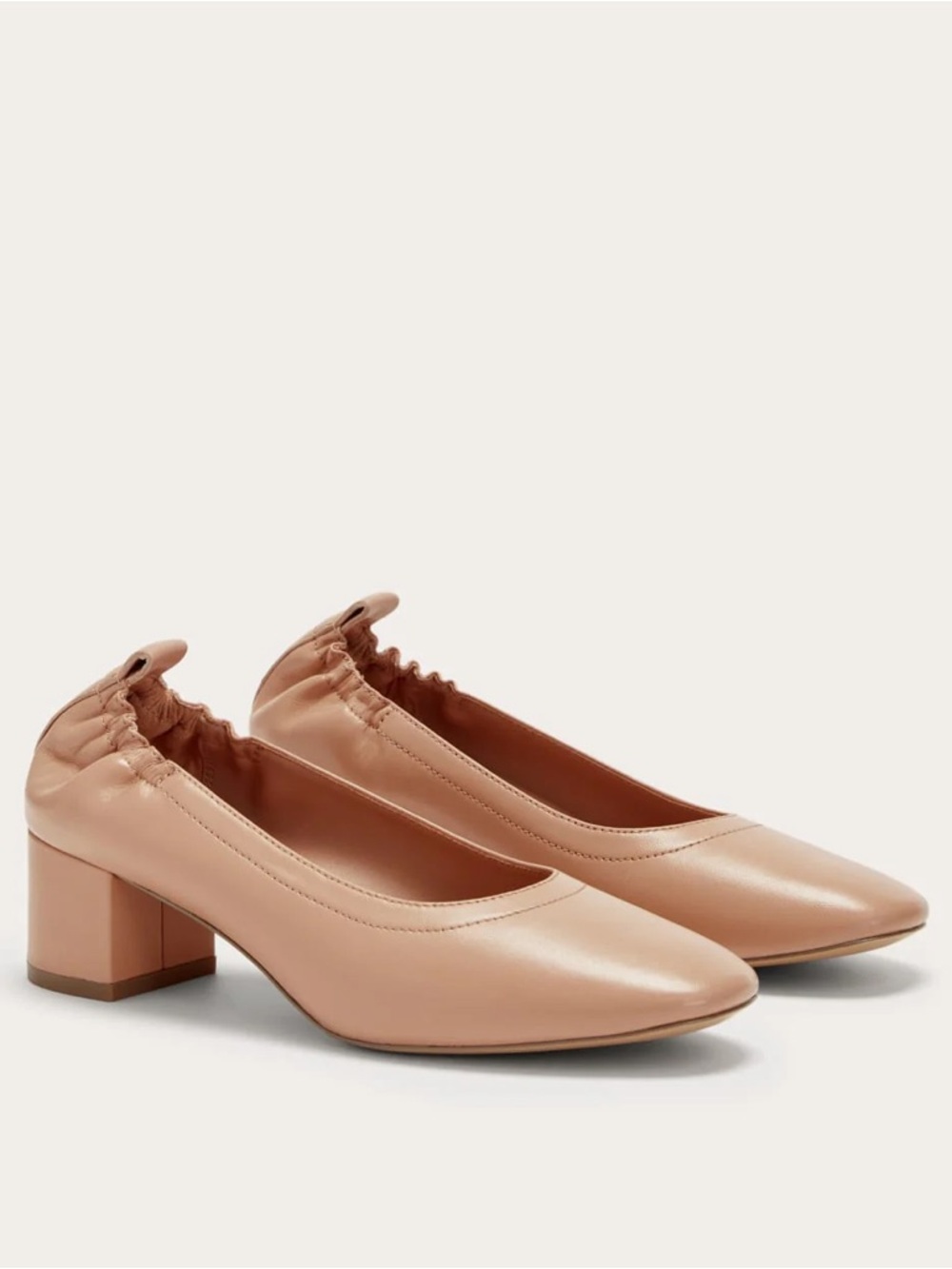 Everlane Day Heel Blush Tan Size 5 Ballet Block Heel 100% Leather NWOB